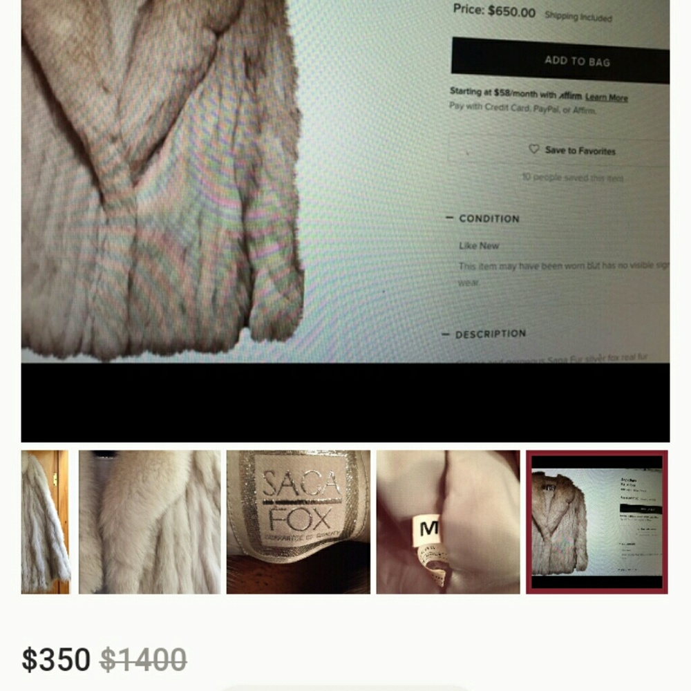 Saga Fox Fur Coat size Medium